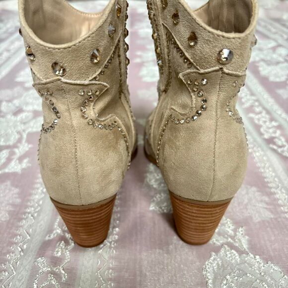 Mia Jossie Women's Tan Cowboy Boots with Rhinestones - Picture 3 of 8